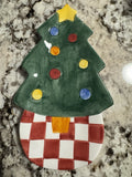 Vintage 1995 Christmas Tree Shaped Plate Used To Serve Nuts Or Candy 9L X 5.25 W