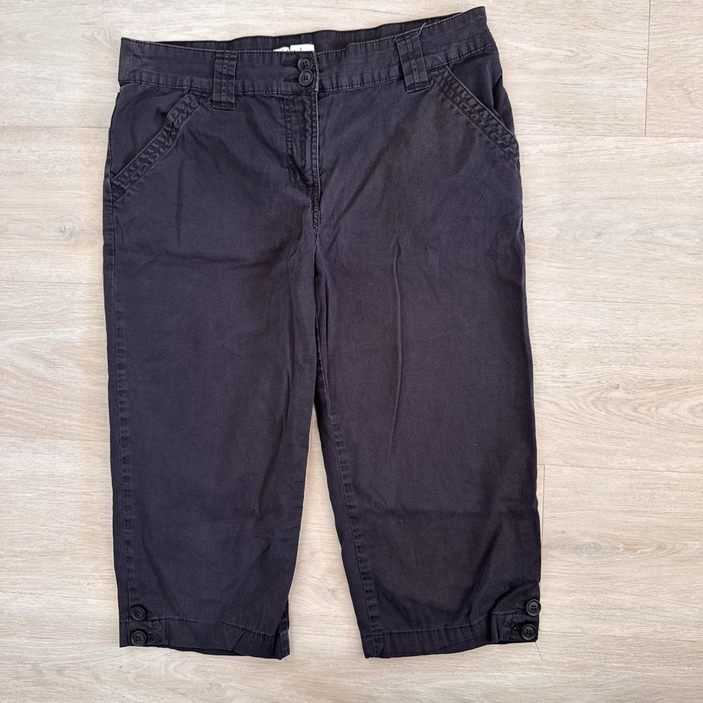 Kim Rogers Womens Black Capri Pants Size 10 Stretch Cotton Cropped