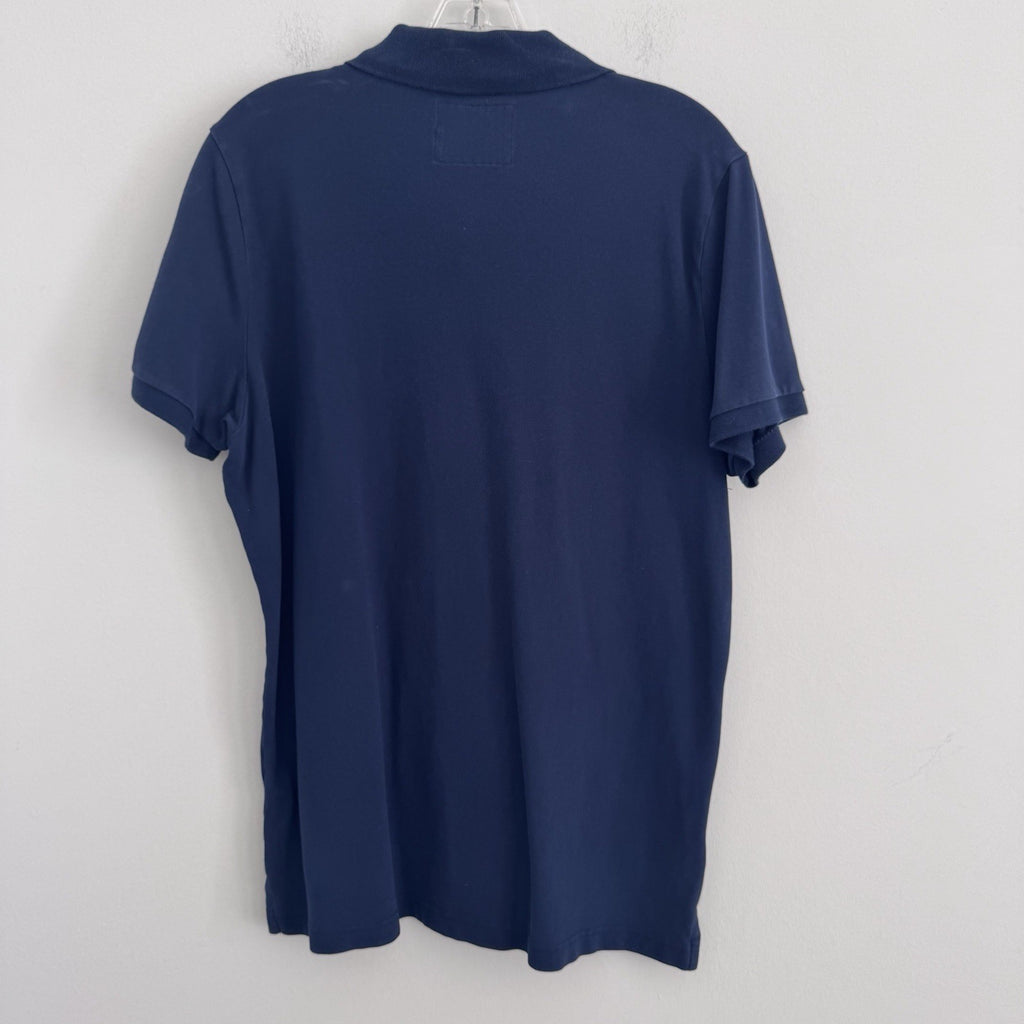 Hollister Epic Flex Muscle Fit Polo Shirt Men XL Navy Blue Stretch Logo