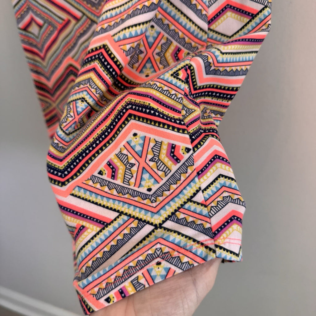 Bobbie Brooks Women Small S Aztec Geometric Print Dress Short Sleeve Bodycon