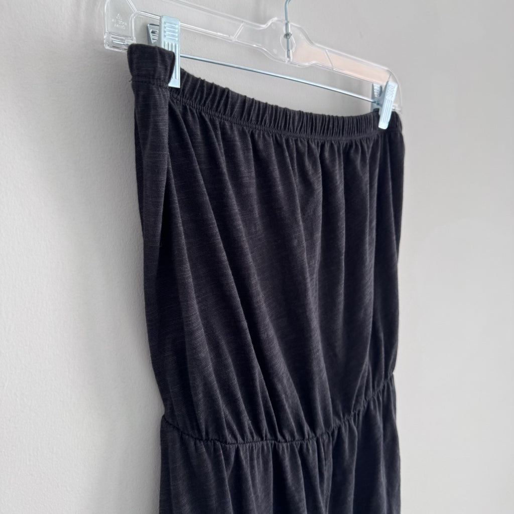 Moon Ryder Strapless Wide Leg Jumpsuit L Black Tie Waist USA Y2K