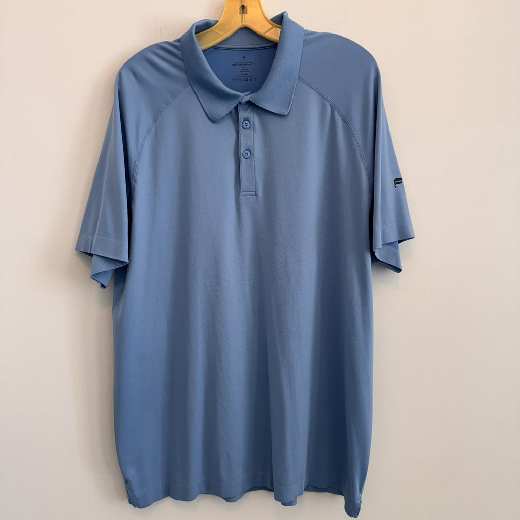 Fabletics Men’s XXL Polo Shirt Blue Performance Sport Short Sleeve Athletic