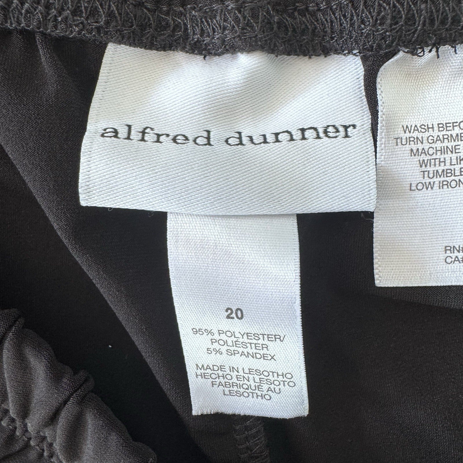 Alfred Dunner NWT Size 20 Black Classic Fit Pull On Pants