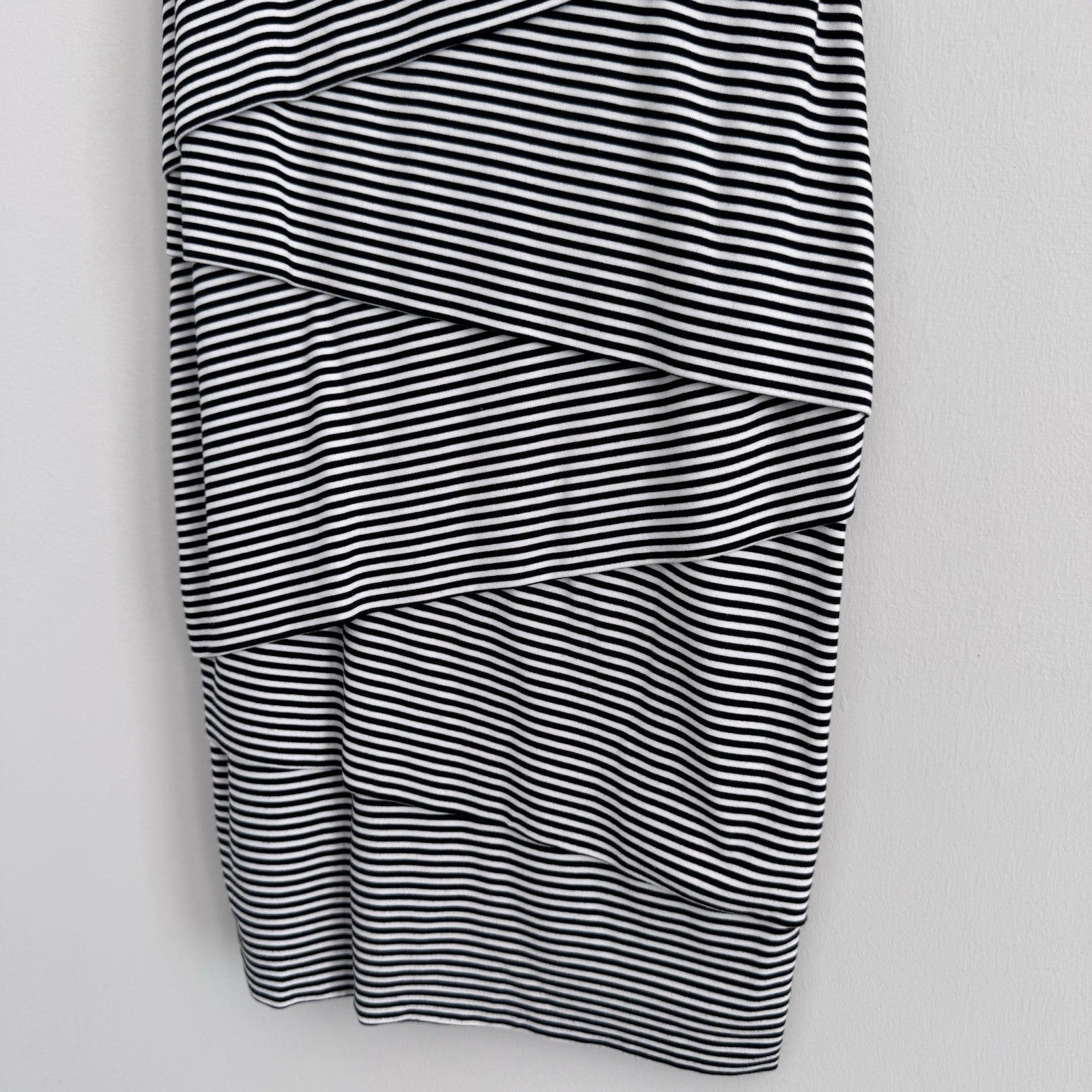 White House Black Market Striped Sheath Dress 14 Black White Ruffle
