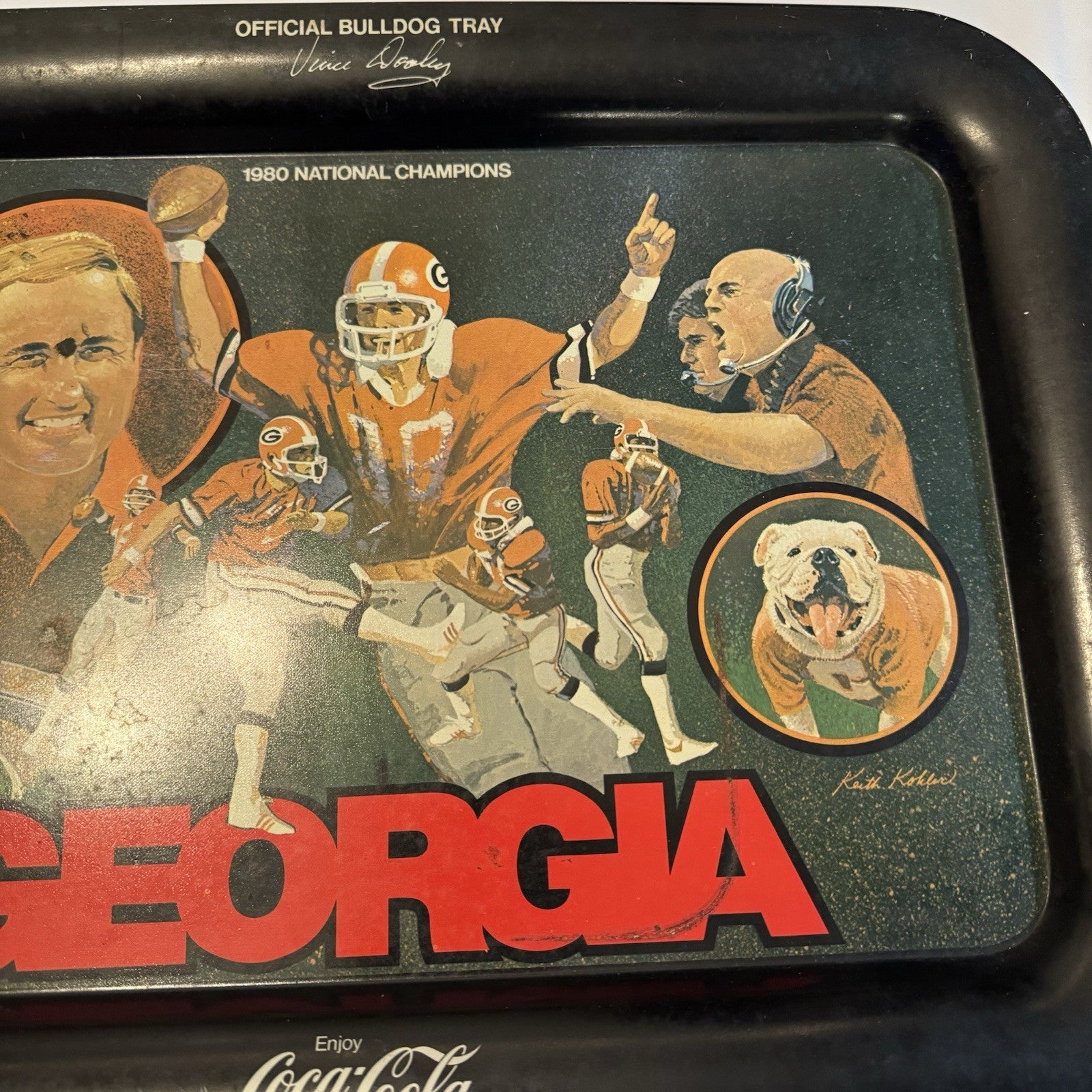 Rare Vintage 1980 Coca-Cola GEORGIA National Champs Serving Tray Pre Owned