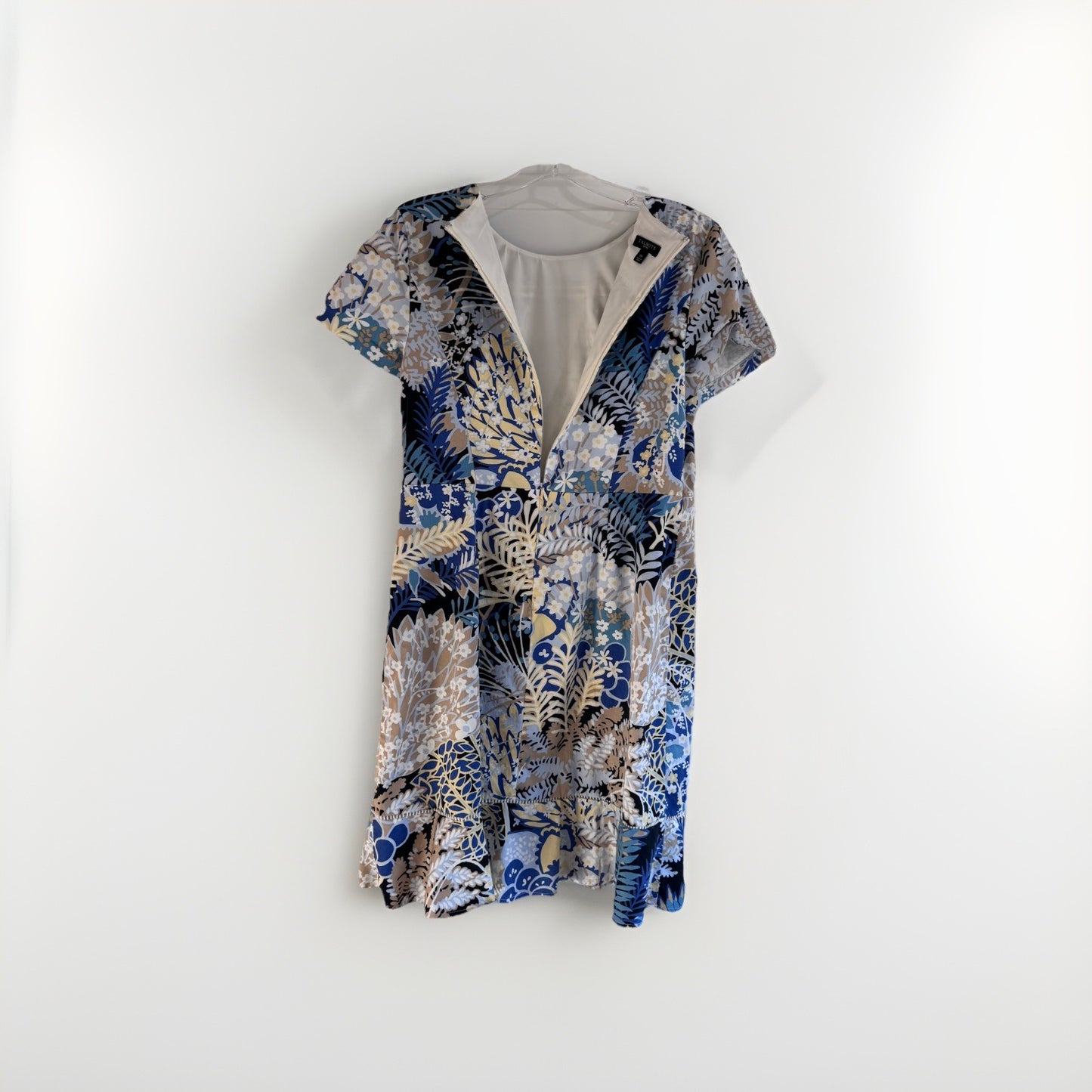 Talbots Petites Floral Sheath Dress Women’s 6P Blue Beige Short Sleeve