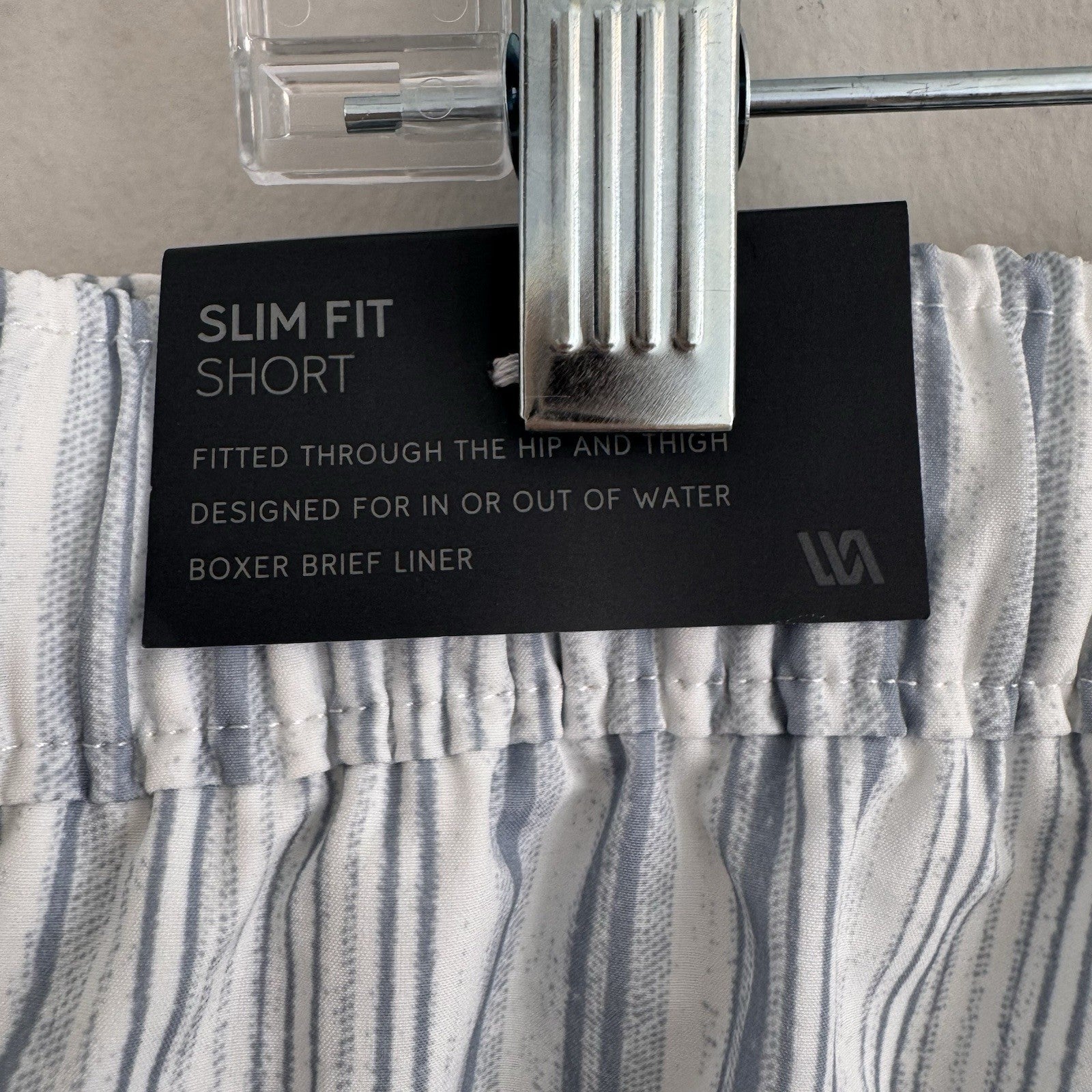 NWT VRST Men's 5” Resort Short, Muted Denim Calm Stripe, Size Small