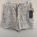 VRST Men’s 5” Resort Short White Silver Stamped Geo Print Medium NWT Quick Dry