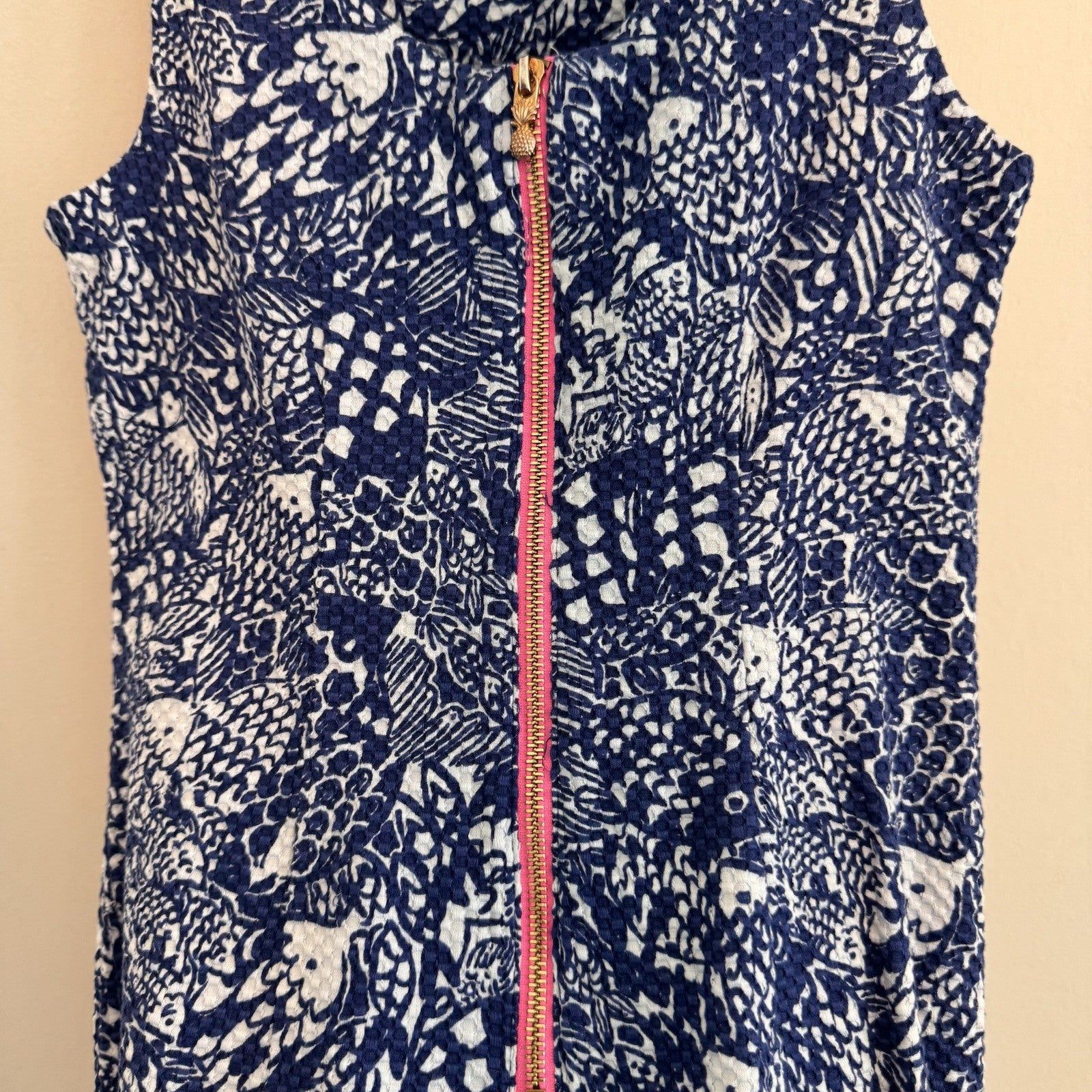 Lilly Pulitzer Target Satin Shift Dress 2 Nosie Posey Navy White Lace Pineapple