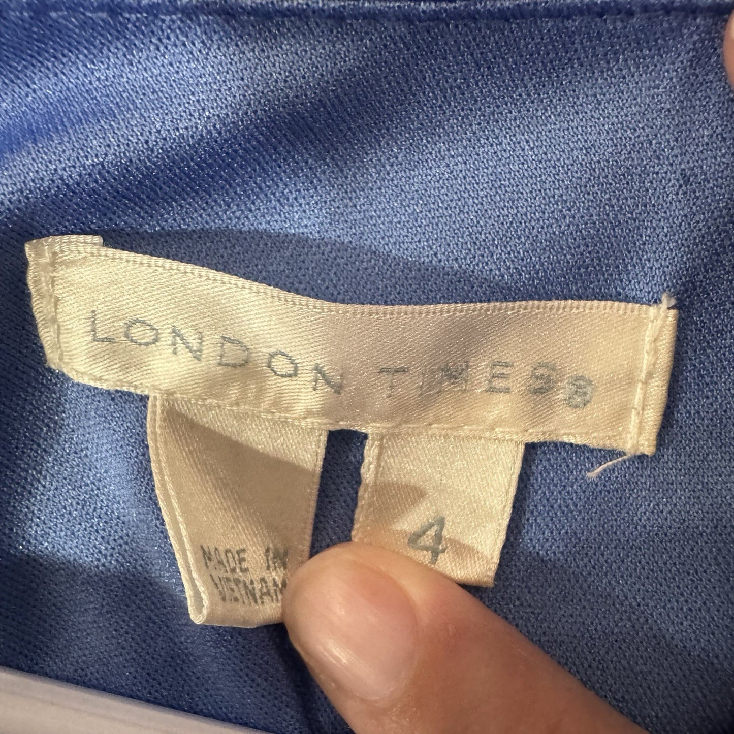 London Times Women’s Blue Geometric Print Sleeveless Dress Size 4