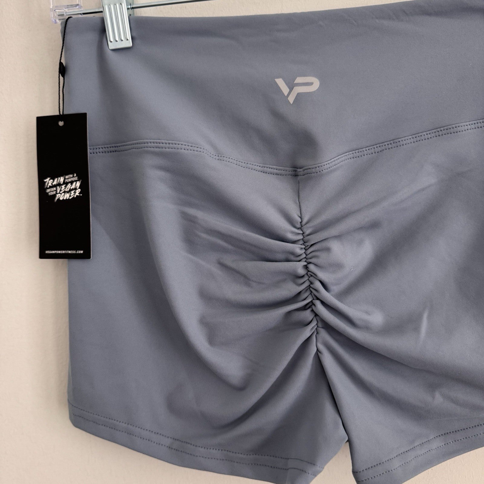 High Waist Scrunch Butt Shorts Women’s Gym Yoga Fitness Blue Size L NWT