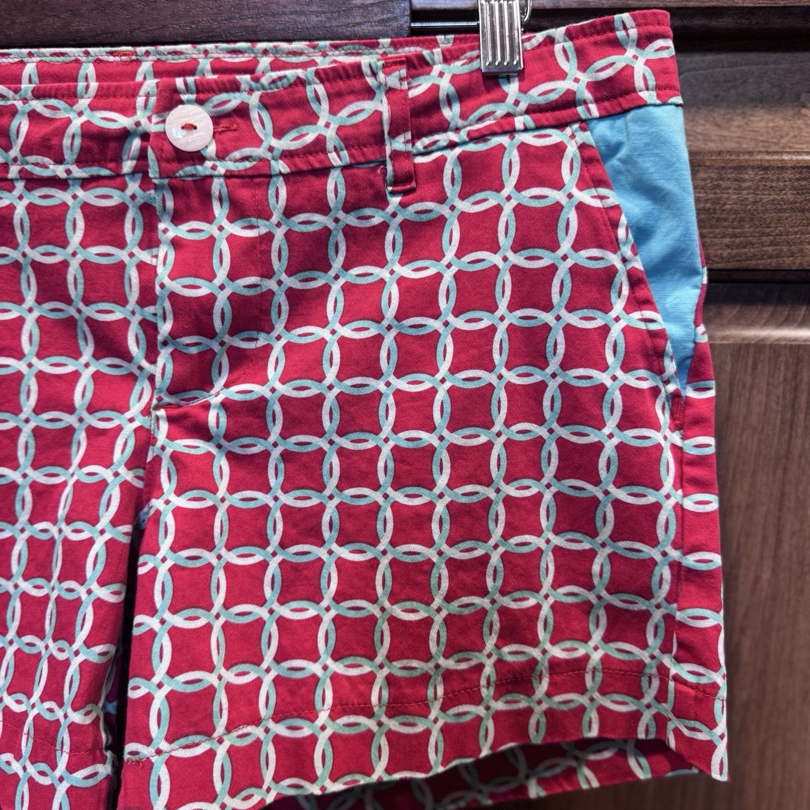 Haley & the Hound Red Geometric Print Shorts Women’s Size 6 USA Made Preppy