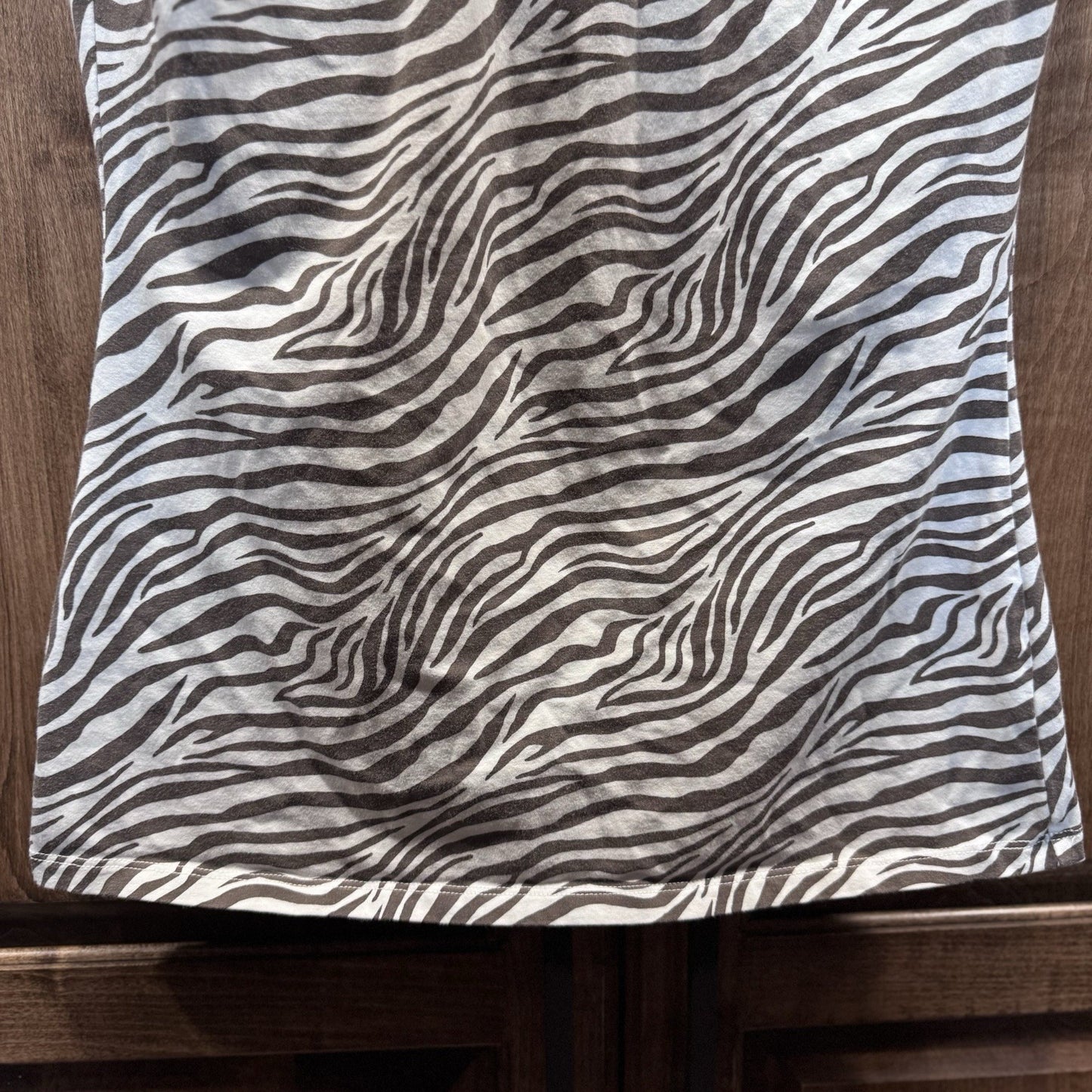 LOFT Women’s M Zebra Print Sleeveless Top Ruched Neckline Stretch Cotton