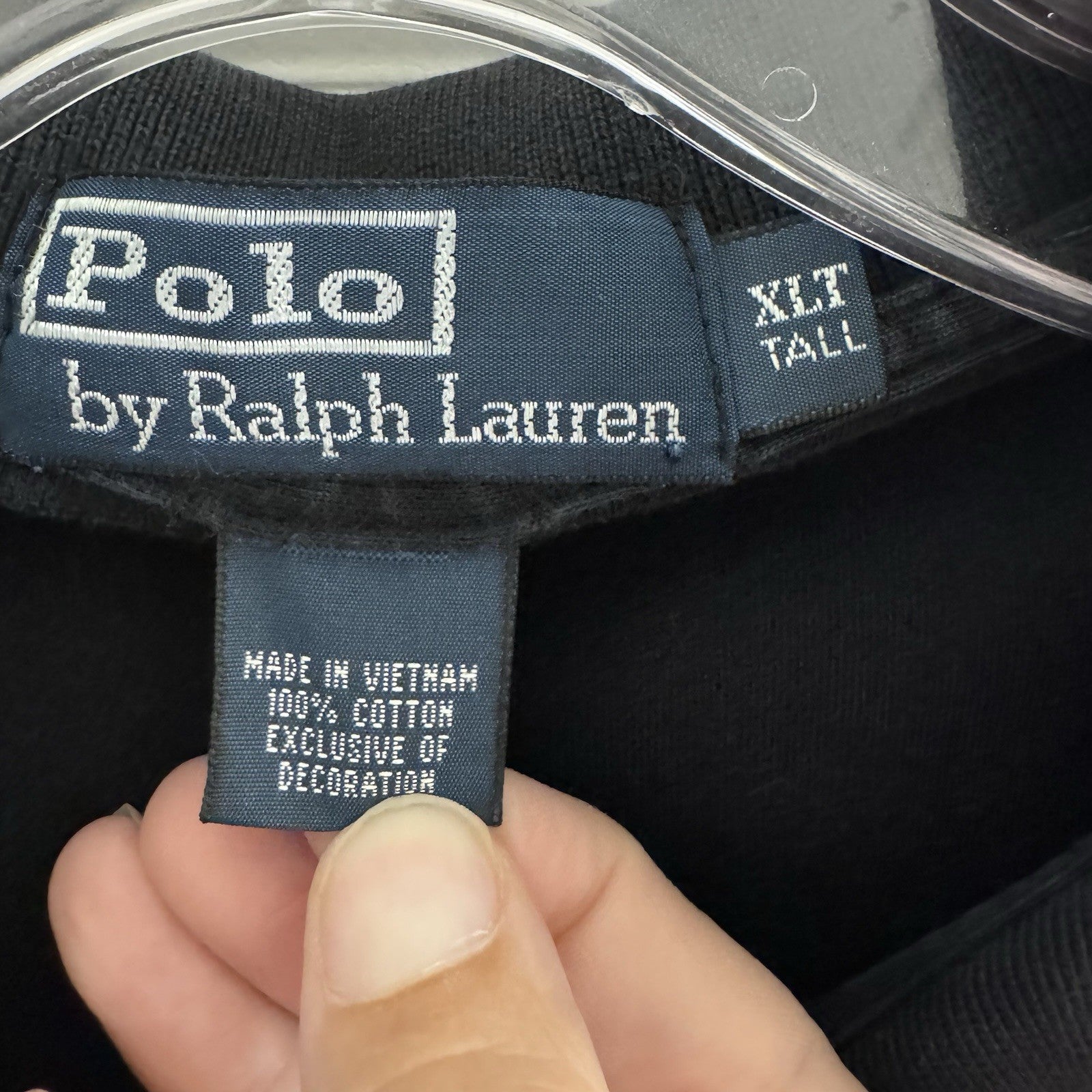 Polo Ralph Lauren XLT Tall Black Polo Shirt Red Pony Classic Fit Cotton Vietnam