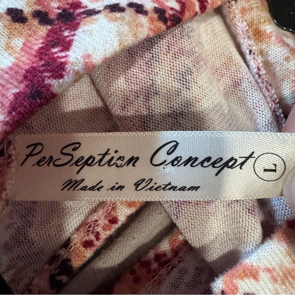 PerSeption Concept Plaid Mock Neck Long Sleeve Blouse | Size L