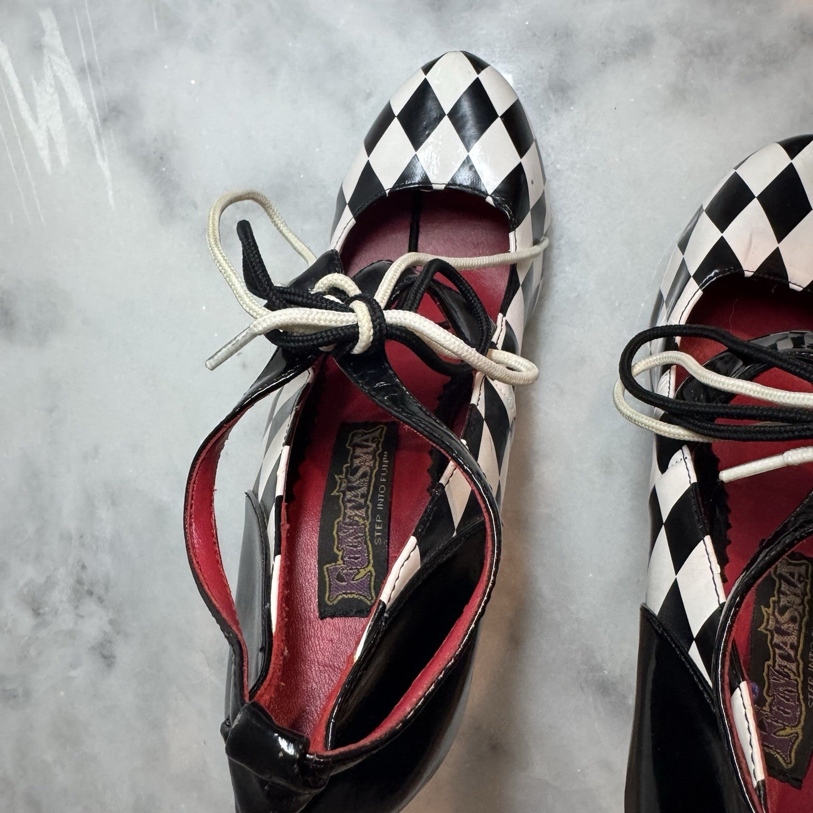 Funtasma Pleaser Harlequin Checkerboard Lace-Up Heels Women’s 9-9.5 Goth