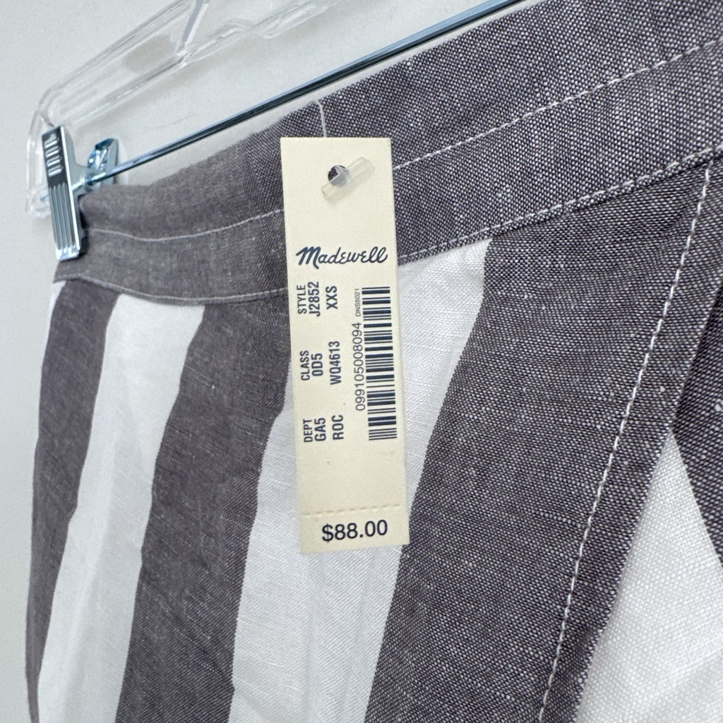 Madewell Linen Blend Wrap Wide Leg Pants XXS Gray Stripe NWT