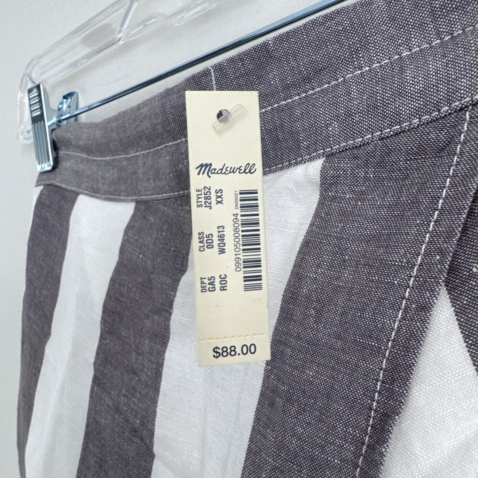 Madewell Linen Blend Wrap Wide Leg Pants XXS Gray Stripe NWT