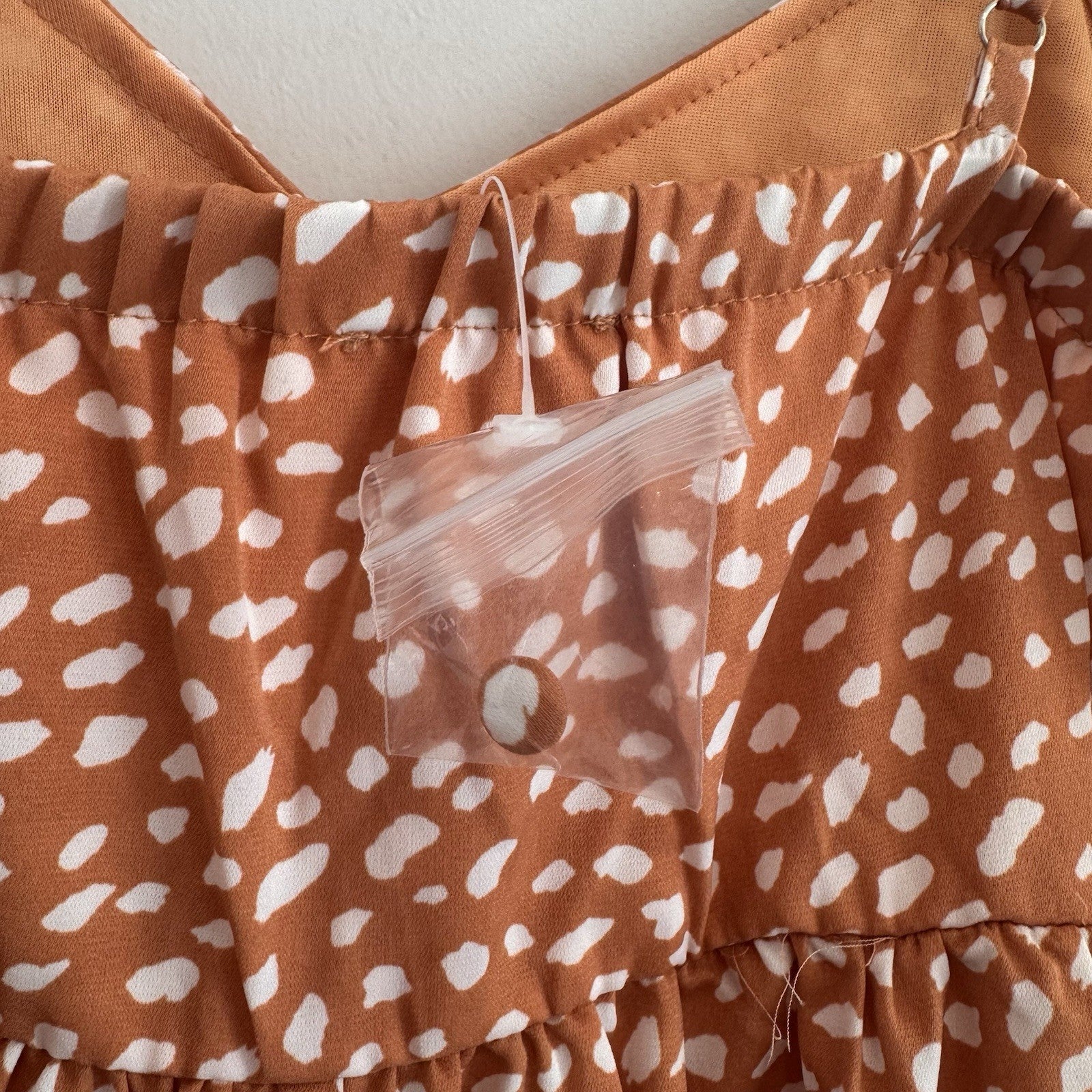 Pink Lily Boutique Babydoll Mini Dress M Orange Dalmatian Tiered NWOT
