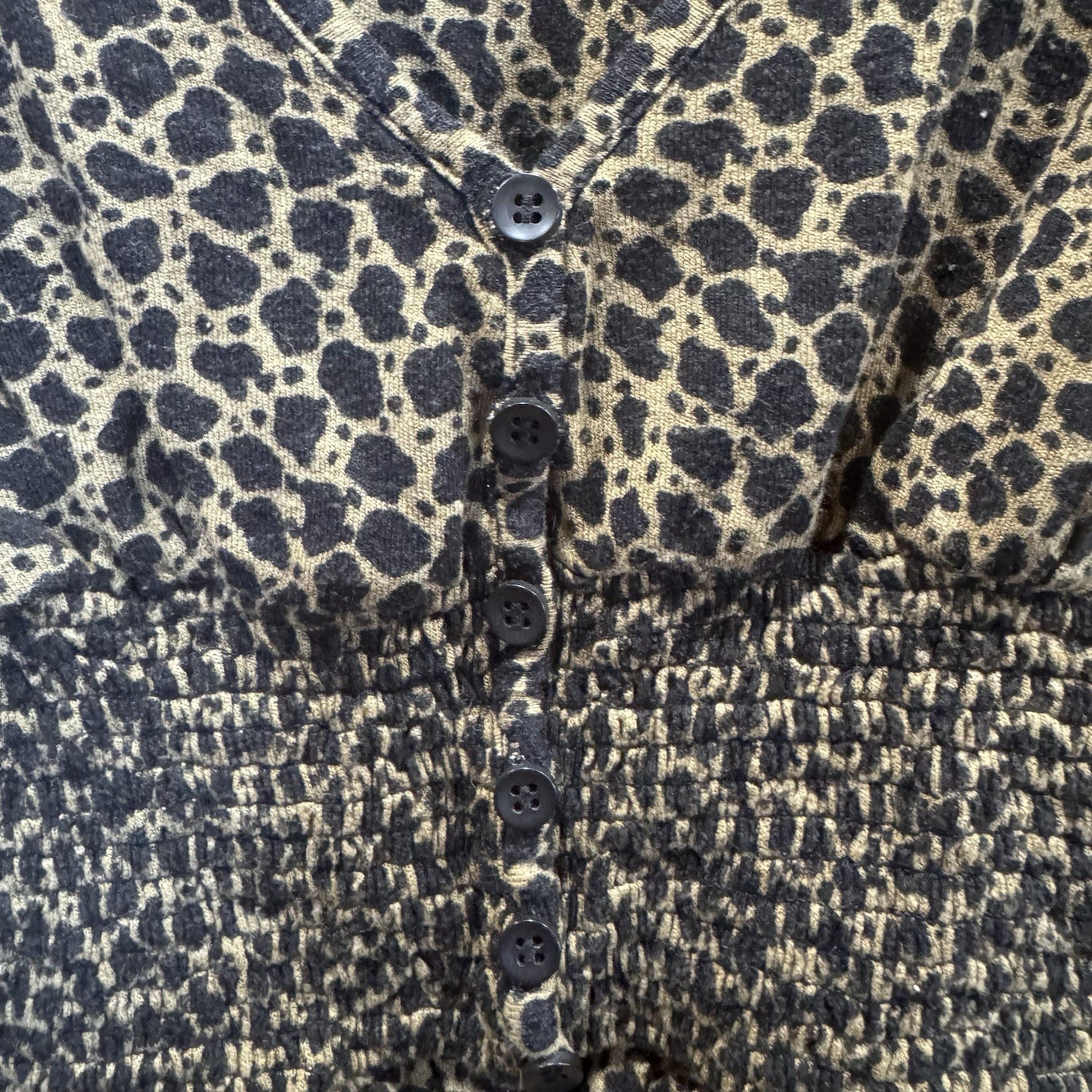 Urban Outfitters Leopard Print Smocked Crop Top Women’s Size L