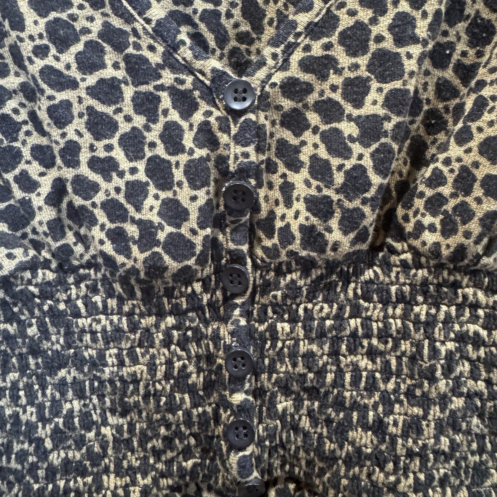 Urban Outfitters Leopard Print Smocked Crop Top Women’s Size L
