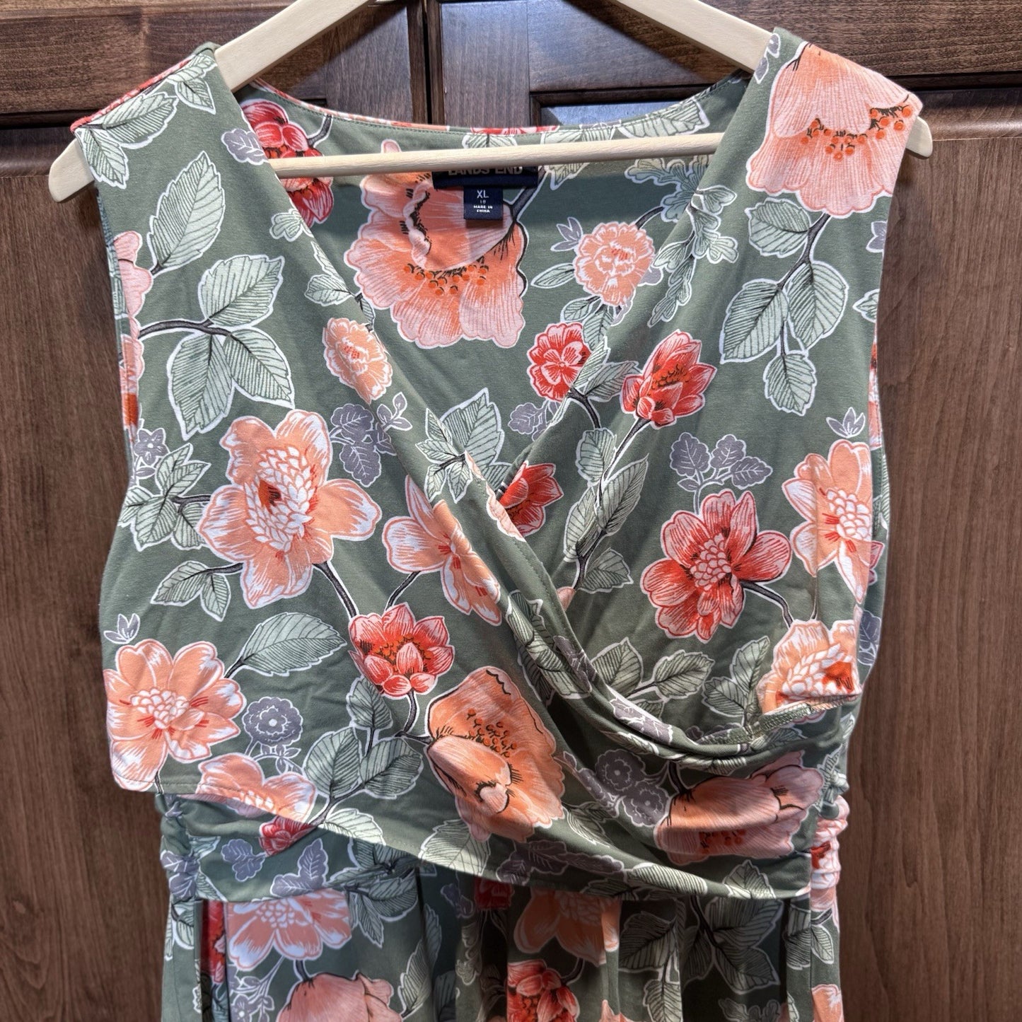 Lands’ End Floral Sleeveless Dress XL 18 