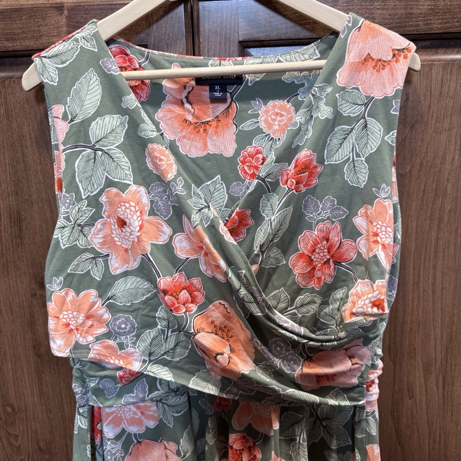 Lands’ End Floral Sleeveless Dress XL 18 