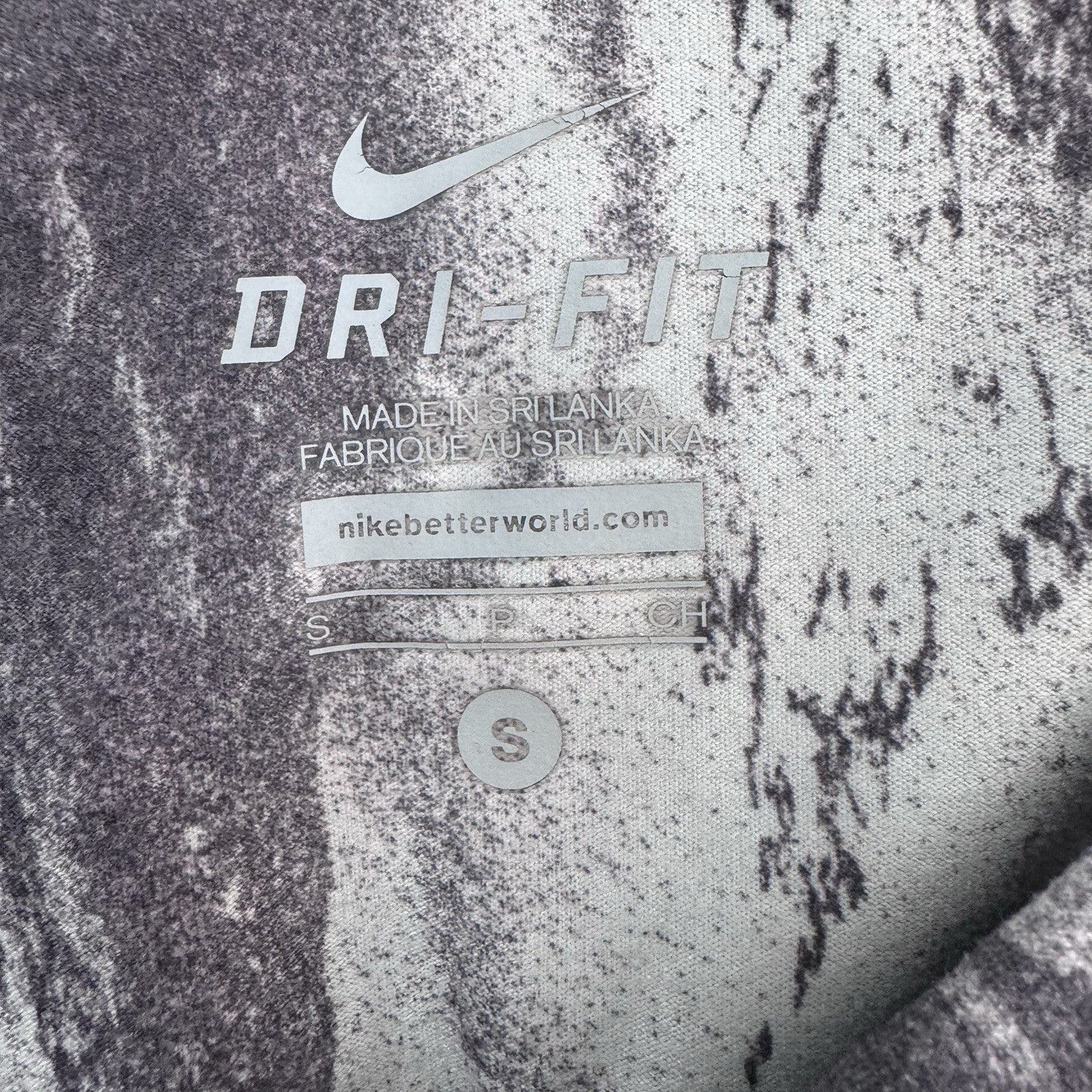Nike Dri-Fit Leggings Women Small Gray Black Abstract Print Recycled Stretch 