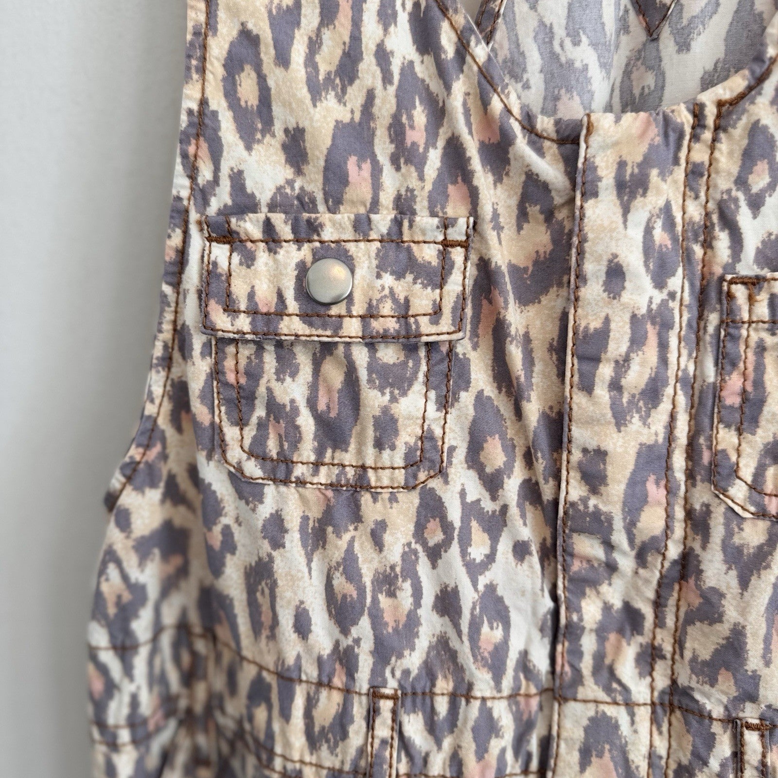 Urban Outfitters Leopard Print Overalls XS Canvas Carpenter Jumpsuit Y2K Street