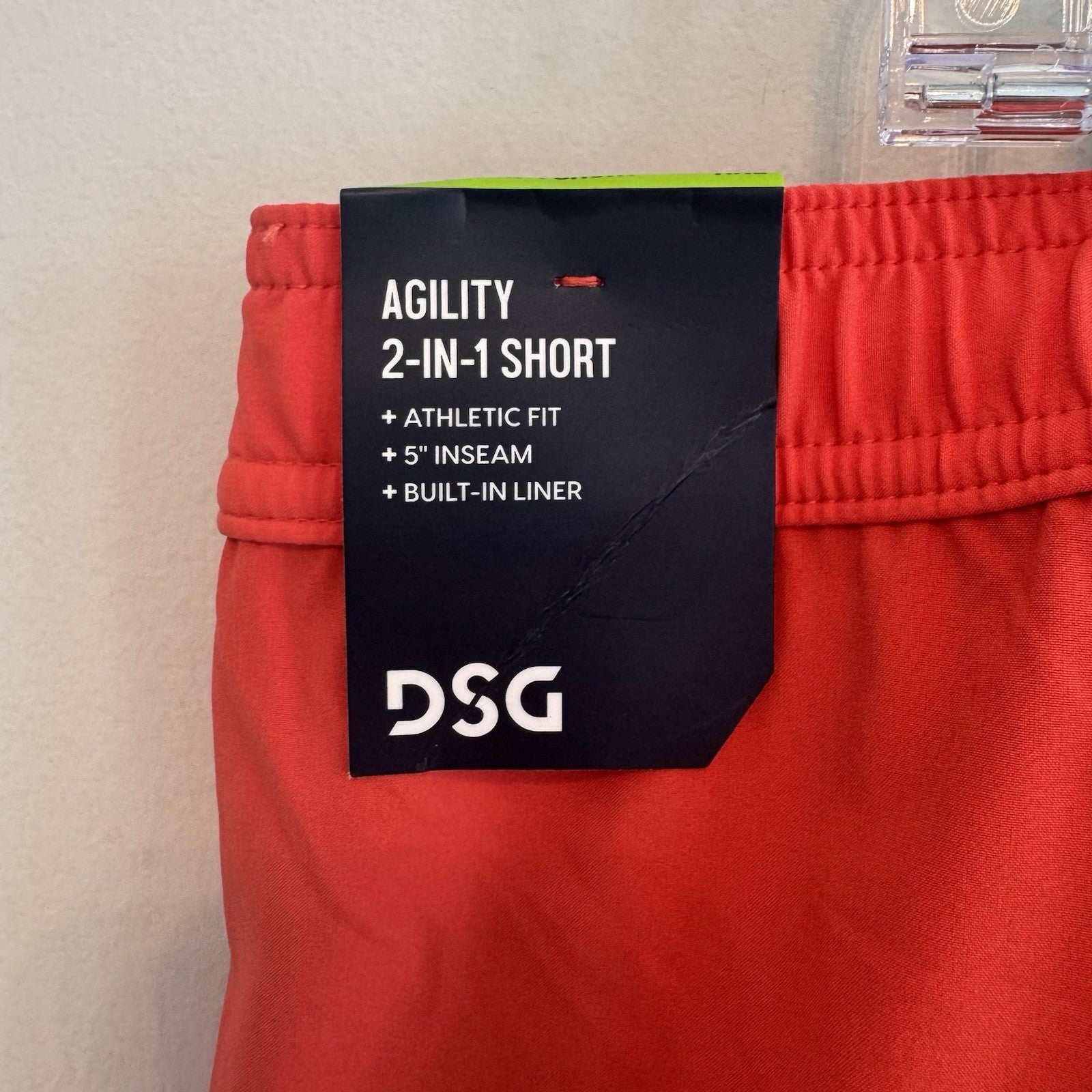 DSG Men's 2-in-1 Agility Short XXL Red Sun 5" Inseam Compression Liner NWT