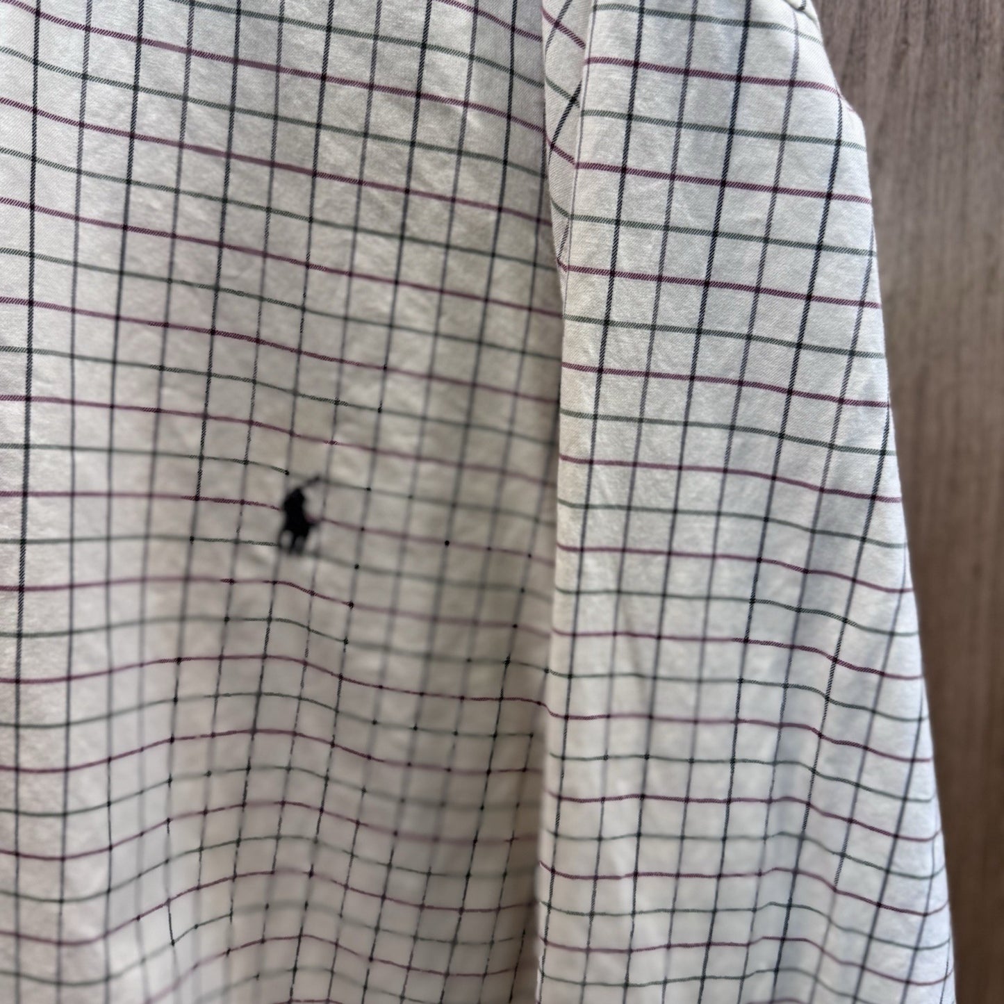 Ralph Lauren Button Down Shirt 3XLT Tall Beige Plaid Long Sleeve Pony