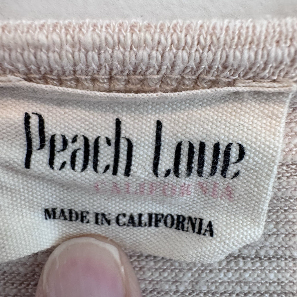 Peach Love California Blush Beige Babydoll Top Small Boho Long Sleeve USA