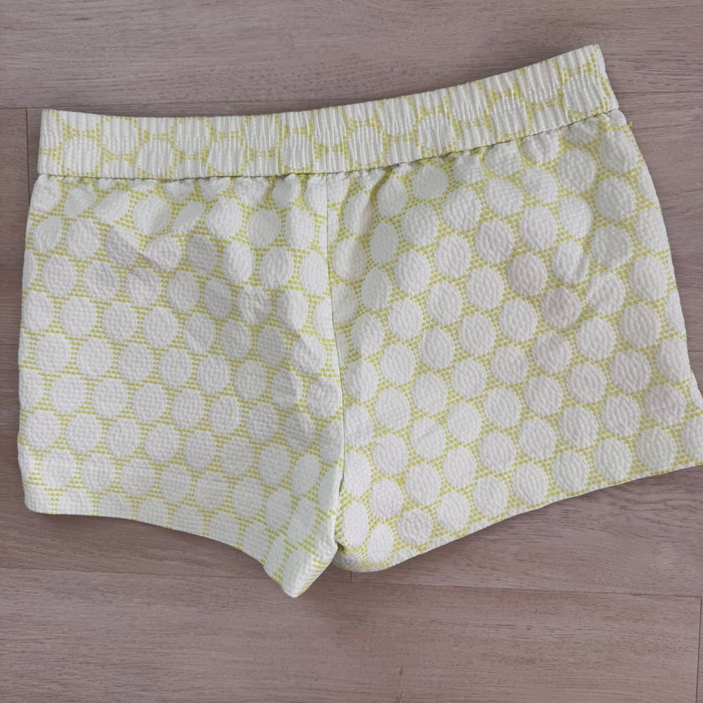 J.Crew Textured Yellow Dot Shorts Size 4 White Cream Lined