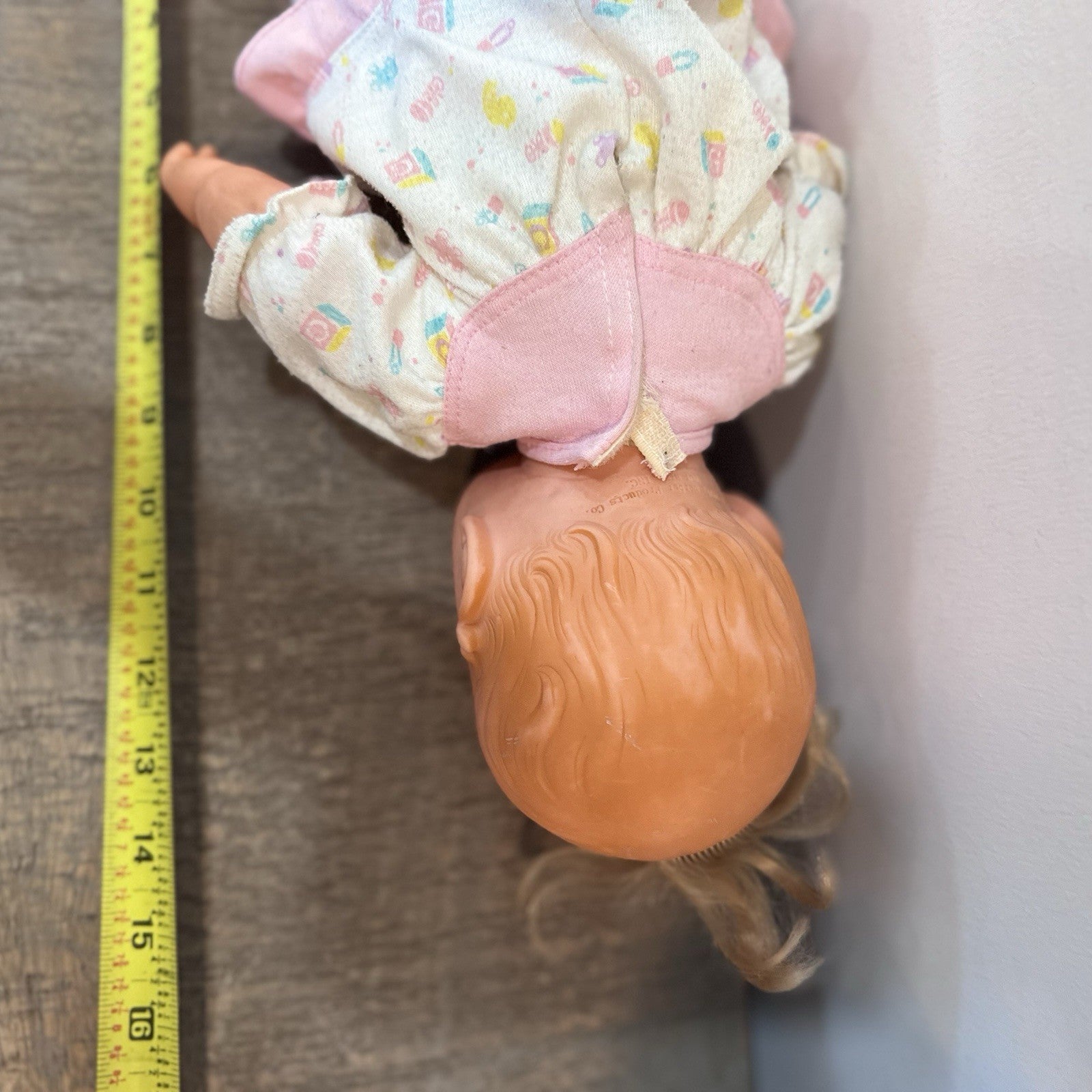 Vintage 1994 Gerber Toy Biz Baby Doll 15” Blonde Blue Eyes Teddy Bear Outfit VTG