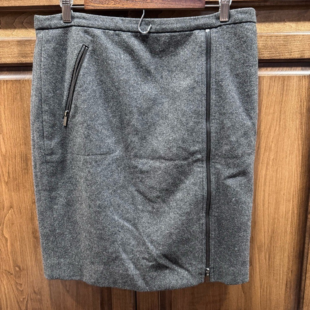 J.Crew Gray Wool Pencil Skirt with Zipper Detail - Size 12