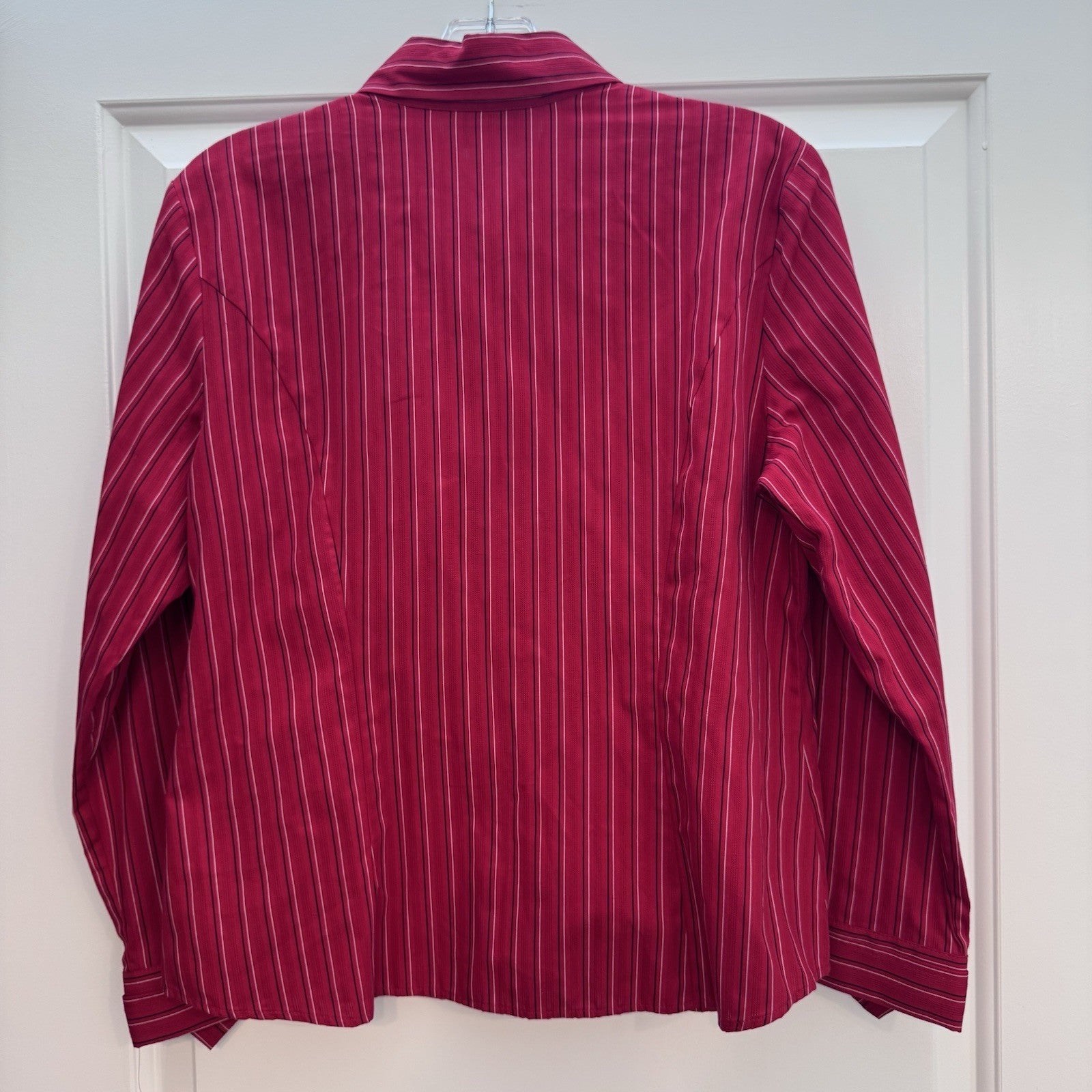Talbots Petites Blouse 12P Pink White Stripe Button Front Long Sleeve NWT