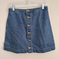 American Apparel Denim Mini Skirt Button Front Medium Stone Wash Indigo Blue M