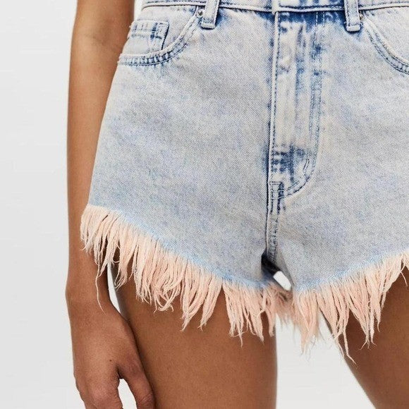 Urban Outfitters BDG High-Waisted Cheeky Denim Short – Pink Acid Wash