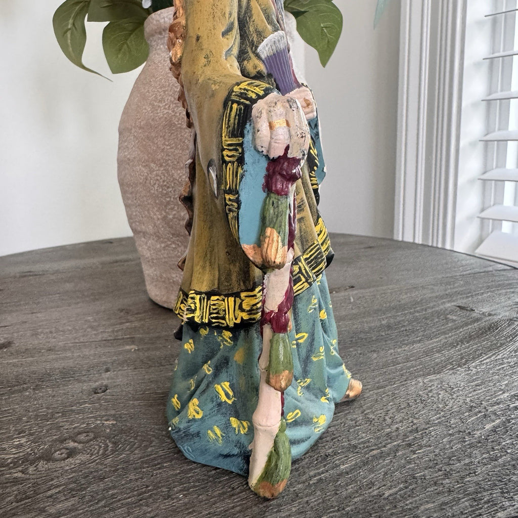 Vintage Oriental Wizard Figurine Wise Man Yin Yang Immortals Chinoiserie 9"