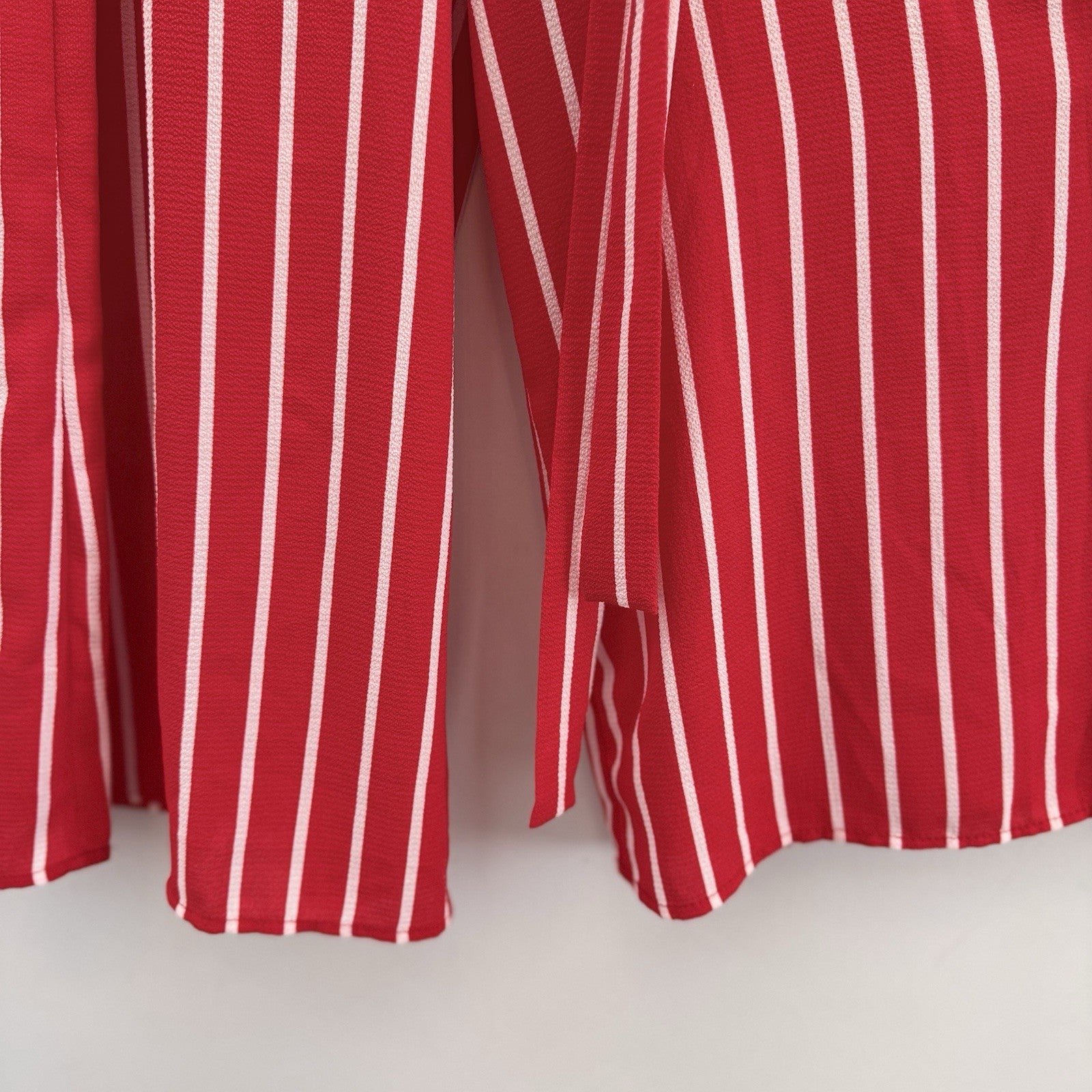 Peppermint Boutique Red White Striped Jumpsuit Small S Wide Leg Cutout Back