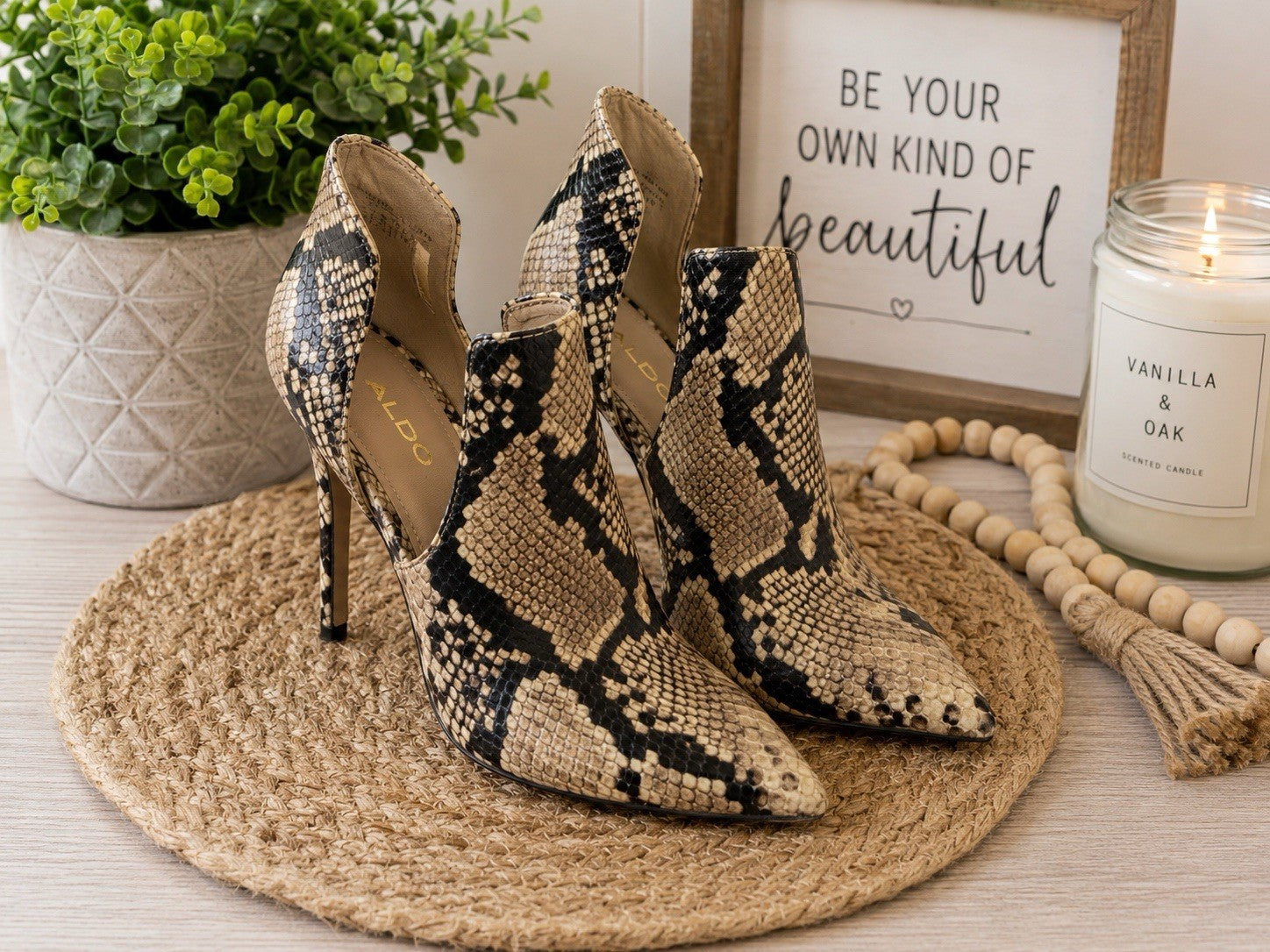 ALDO Snakeskin Pointed Toe Cutout Stiletto Heels Women’s 7.5