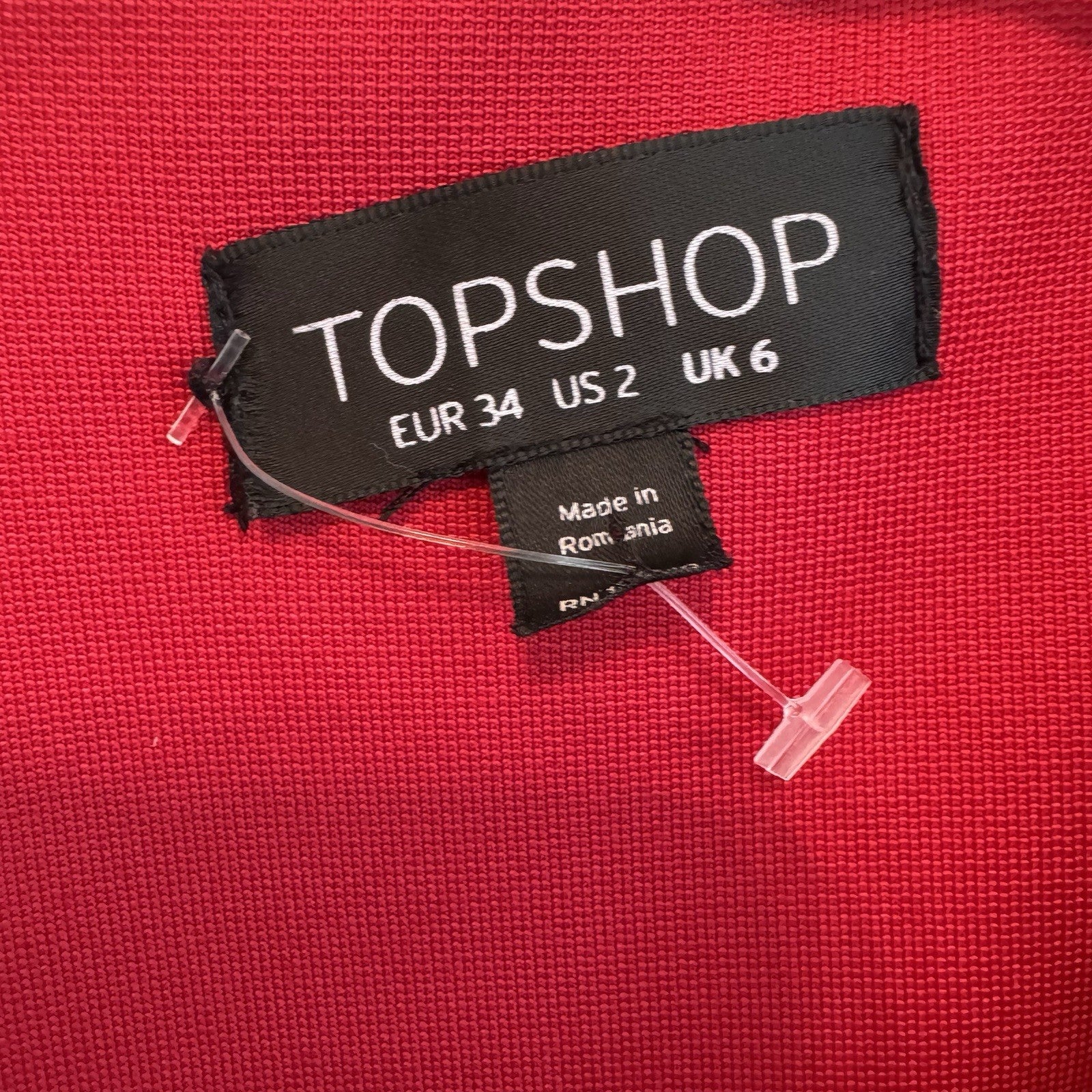 Topshop Womens US 2 Red V-Neck Fit & Flare Mini Skater Dress Cap Sleeve