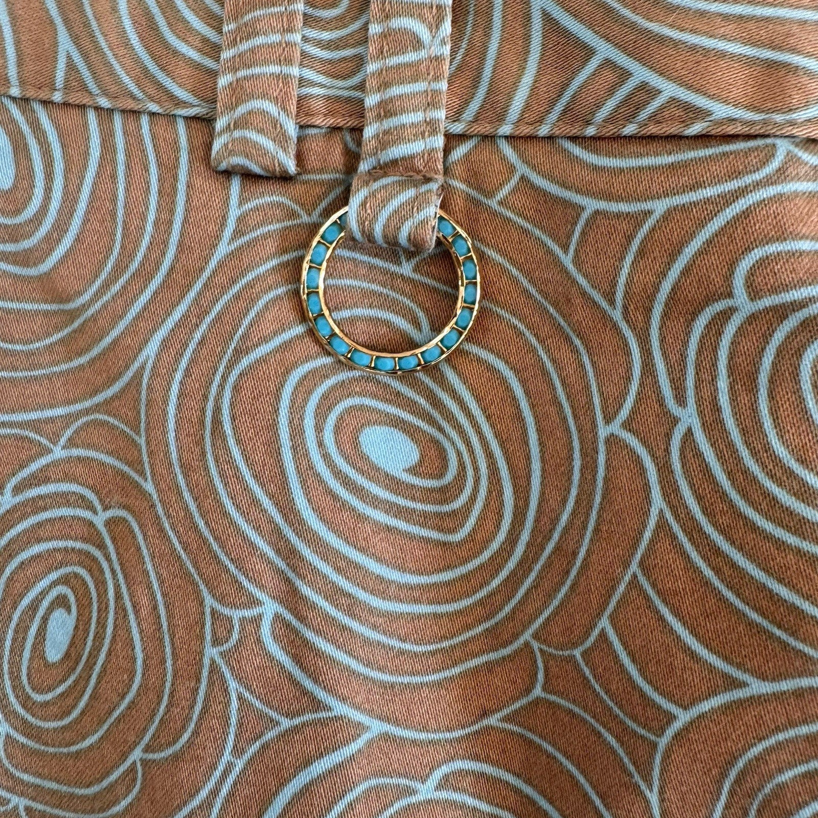Sport Haley Tan Blue Swirl Print Skirt Size 10 Y2K Mod Retro Women’s