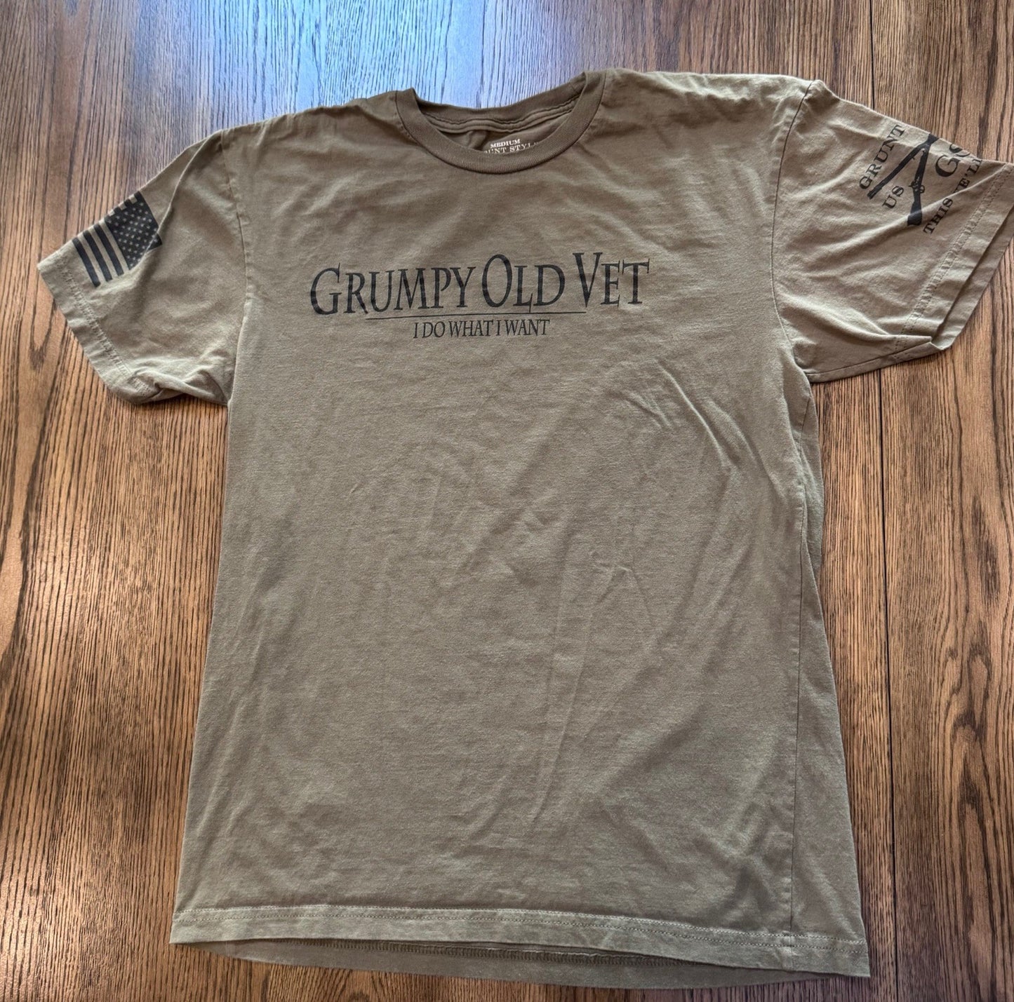 Grunt Style Mens Grumpy Old Vet Short Sleeve T Shirt Military Green Size Medium