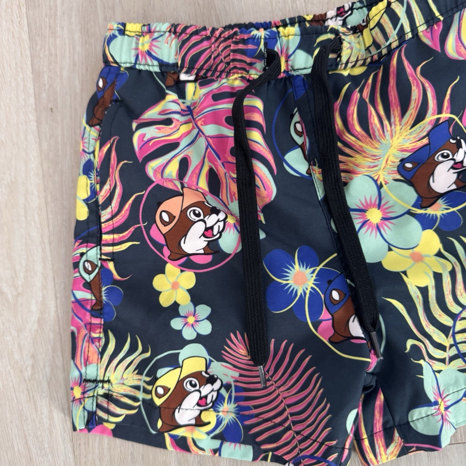 Buc-ee's Boys Swim Trunks Size 4T Tropical Floral Beaver Print Board Shorts
