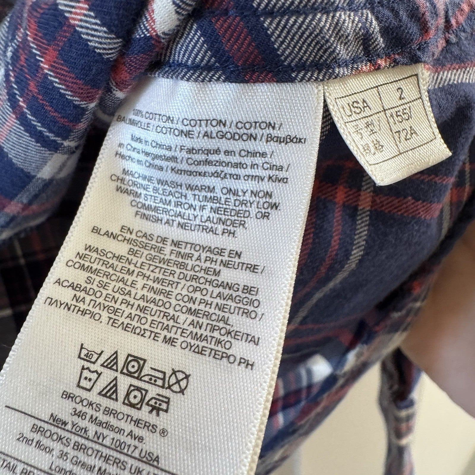 Brooks Brothers 346 Plaid Button-Up Shirt Ruffle Front Size 2 Cotton
