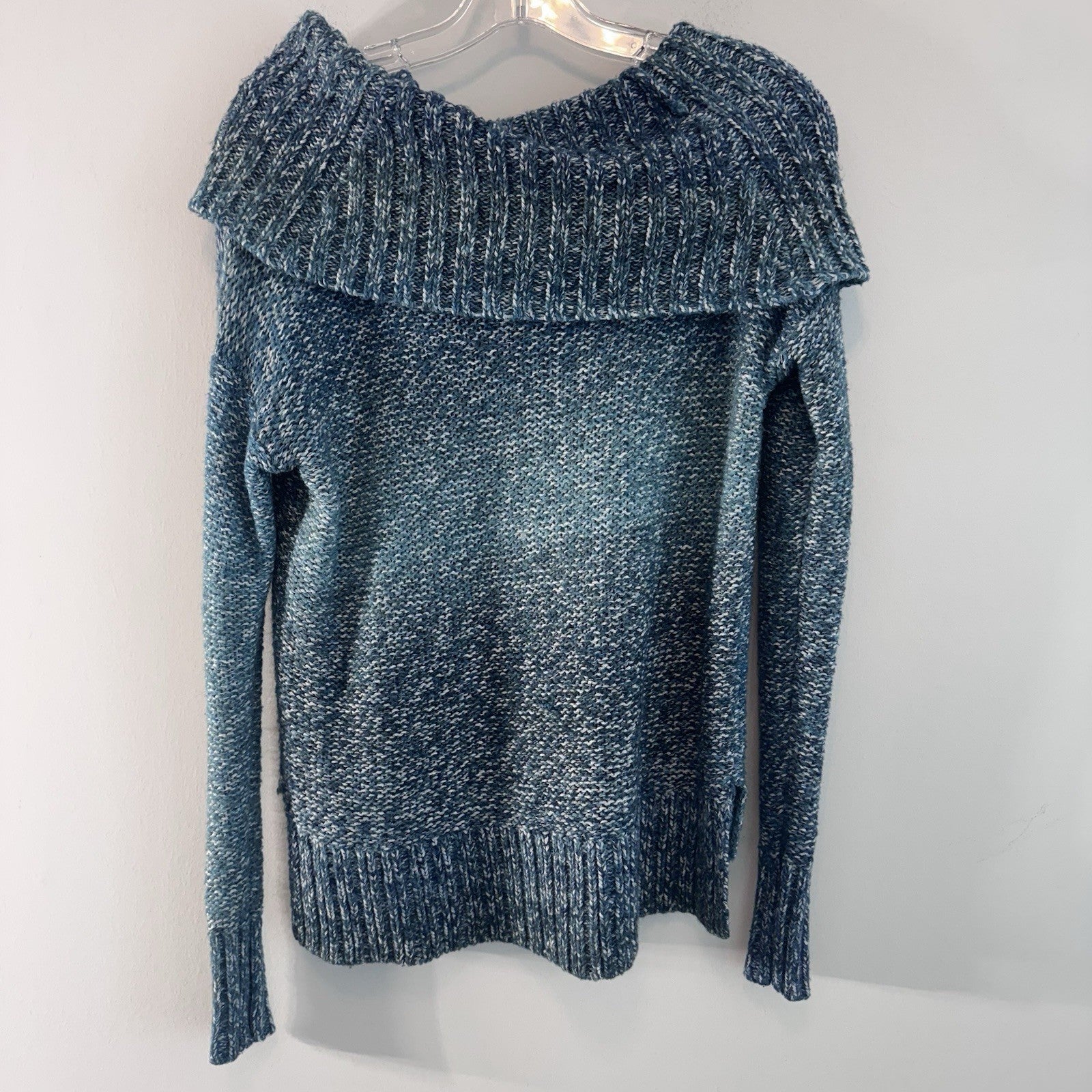 American Eagle XS Blue Marled Cowl Neck Sweater Metallic Cozy Boho