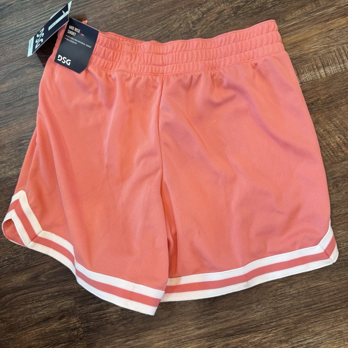 DSG Girls Mesh Shorts Coral Sky Size L NWT $20 Mid Rise Relaxed Fit Pink