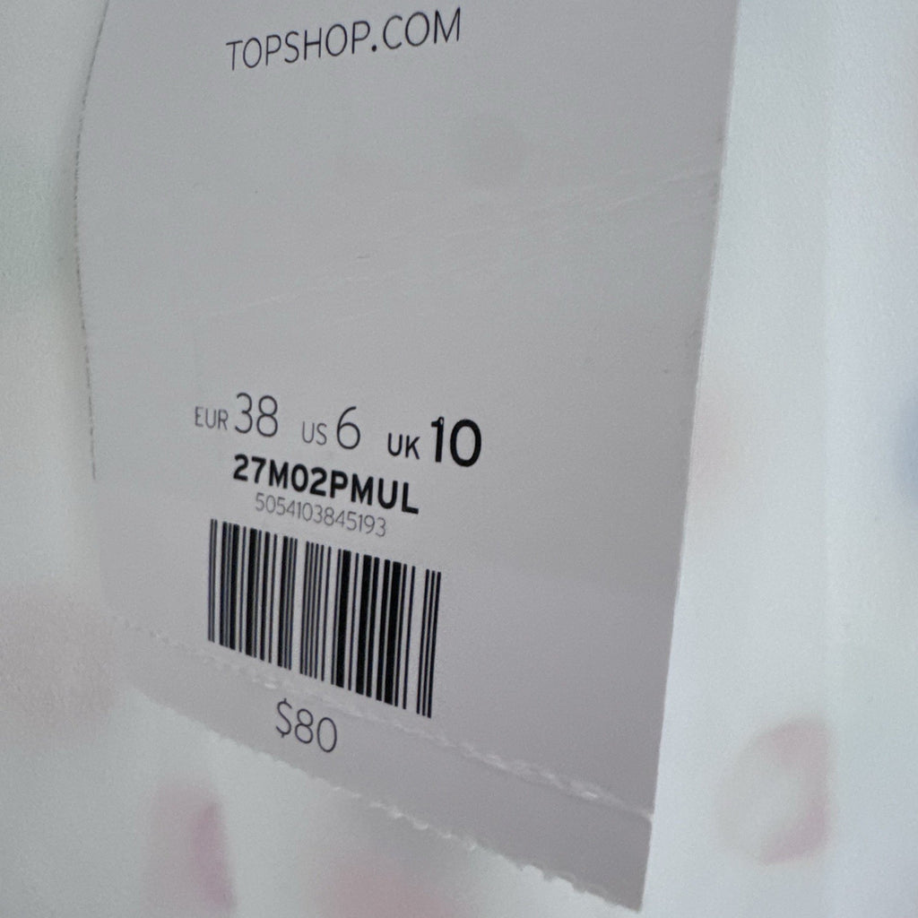 Topshop Pleated Polka Dot Midi Skirt US 6 White Multicolor Sheer NWT