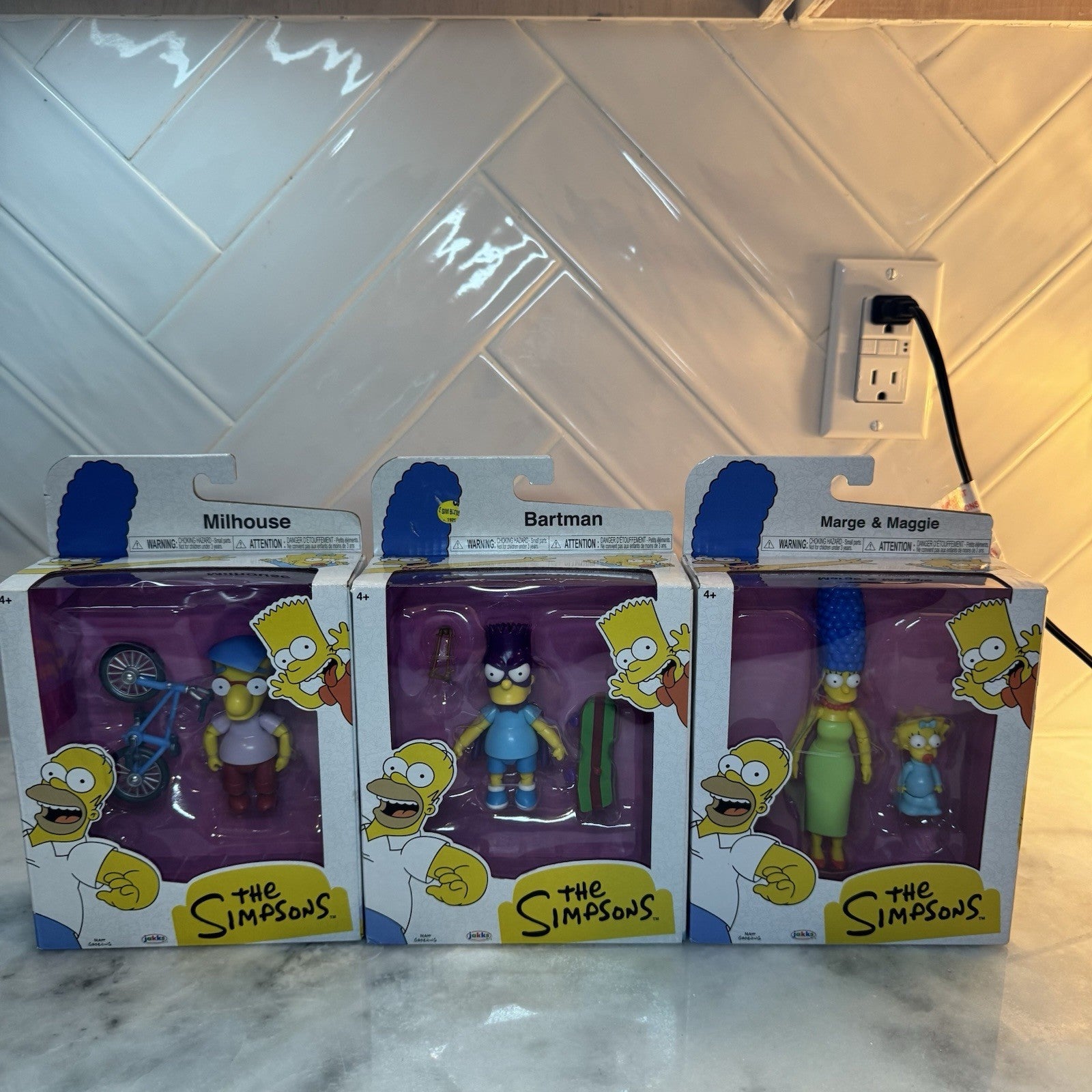 Jakks The Simpsons Figure Lot Homer Krusty Bartman Marge Maggie Milhouse NEW